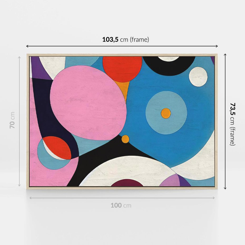 Obraz w ramie 100x70 - Kolorowe Ulotności - abstrakcyjny obraz olejny, żywe kolory - rama drewno