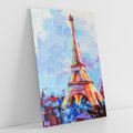 Obraz na płótnie 70x100 - Paryska Wieża - olejny abstrakcyjny obraz, wieża eiffla