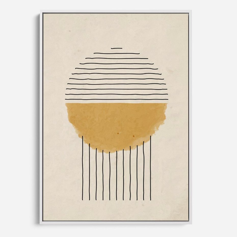 Obraz w ramie 50x70 - Podróżne Kreski - akwarelowa plama, geometryczne szkicowane kształty - rama biała