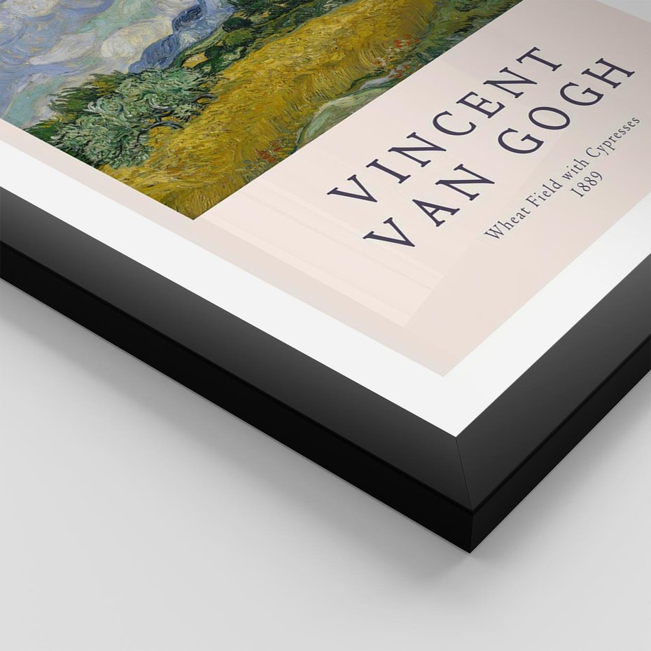 Plakat w ramie 50x70 - Pole z Cyprysami - reprodukcja obrazu, van gogh - rama czarna
