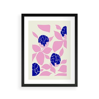 Plakat w ramie 30x40 - Impresje deszczu - nowoczesna kompozycja, kwiaty - rama czarna