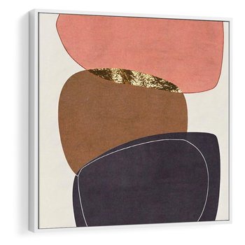 Obraz w ramie 50x50 - Rozkwitające Przenikające Formy - abstrakcyjny obraz, geometryczne formy - rama biała