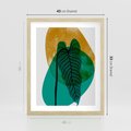 Plakat w ramie 40x50 - Zielony Liść ze Złotą Plamą - zielony liść, złota plama - rama drewno