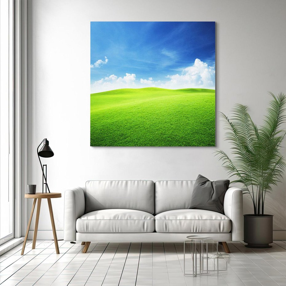 Obraz na płótnie 40x40 - Łąka pod Niebem - łąka, niebo