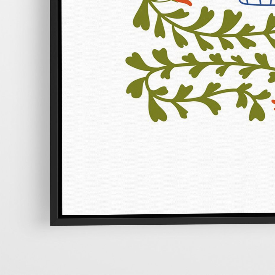 Obraz w ramie 50x70 - Wewnętrzne Fale - kwiaty w wazonie, minimalizm - rama czarna