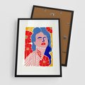 Plakat w ramie 50x70 - Nowoczesna Twarz - nowoczesna grafika, kolorowa twarz kobiety - rama czarna