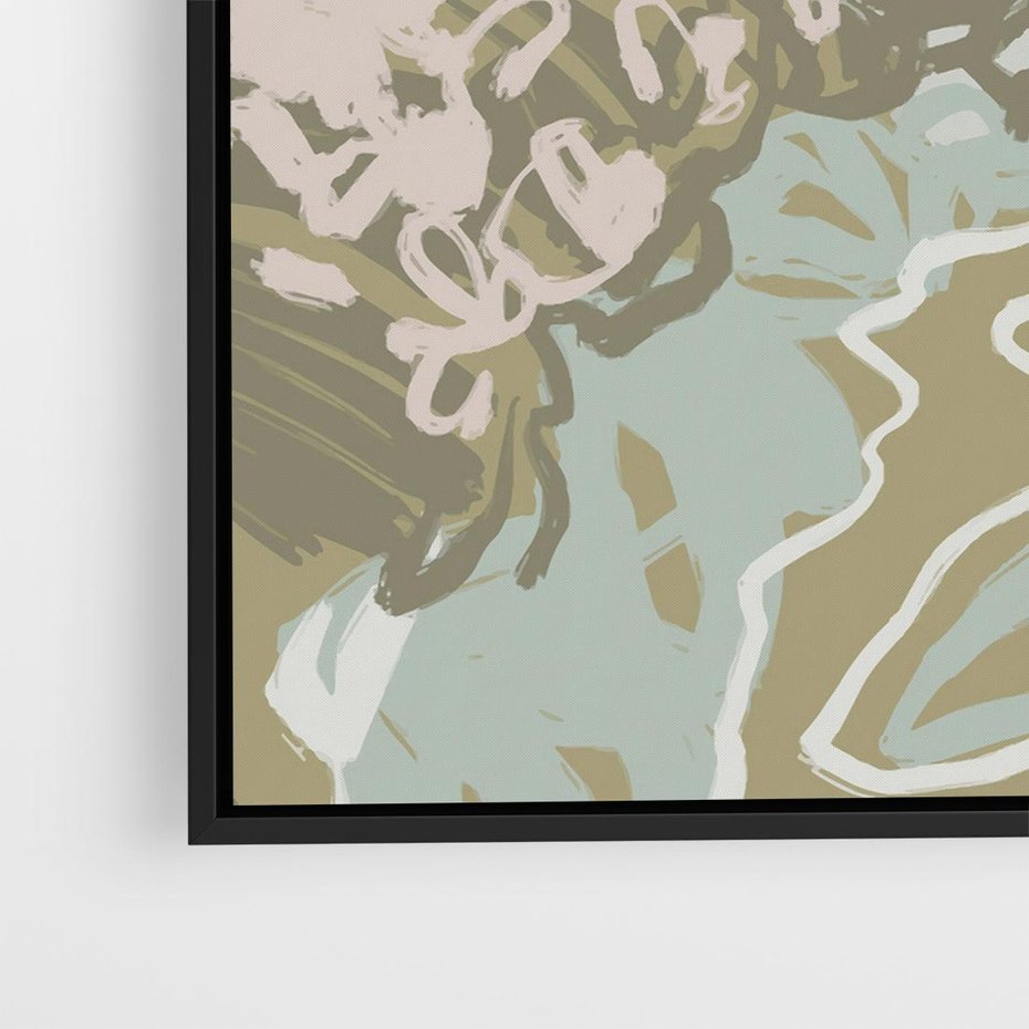 Obraz w ramie 50x50 - Wizja Przestrzeni - pastelowy krajobraz, nowoczesny plakat - rama czarna