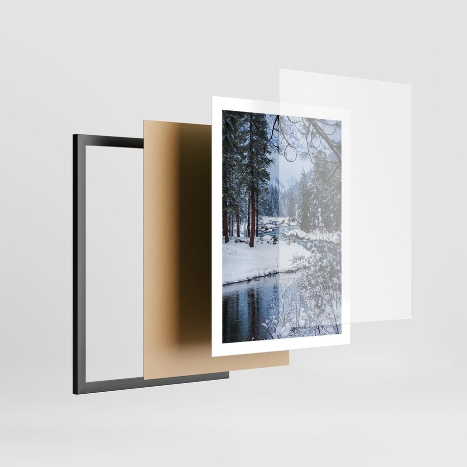 Plakat w ramie 50x70 - Śnieżne cuda - zima, las - rama czarna