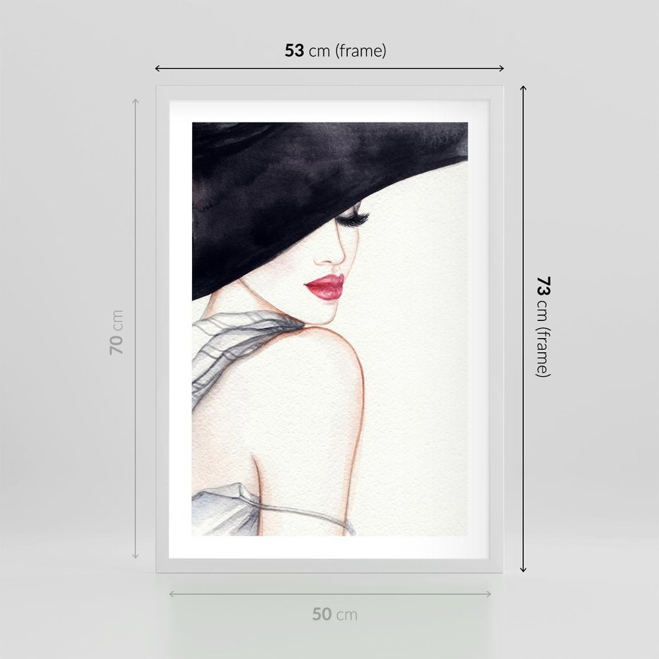 Plakat w ramie 50x70 - Stylowa Ekspresja - kobieta, moda - rama biała