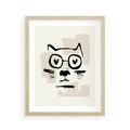 Plakat w ramie 40x50 - Minimalistyczny Kot: Czarna Kreska - kot, grafika - rama drewno