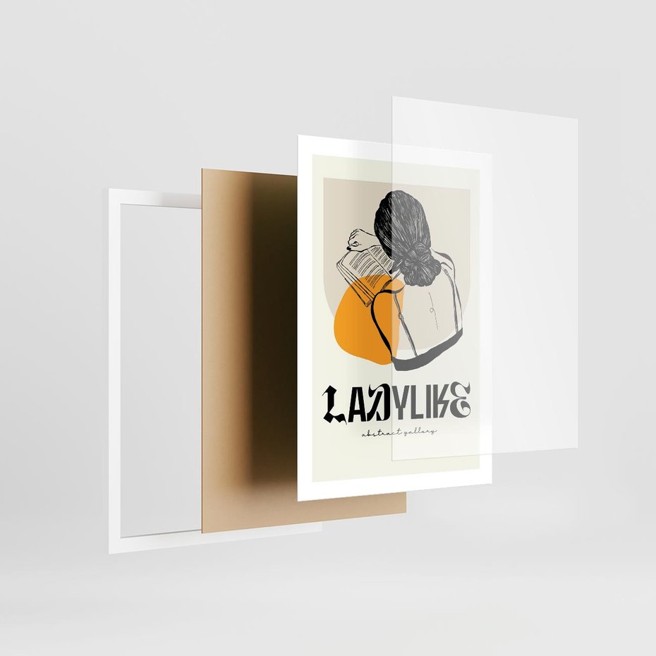 Plakat w ramie 50x70 - Kobiecość w Literach - grafika, nowoczesność - rama biała