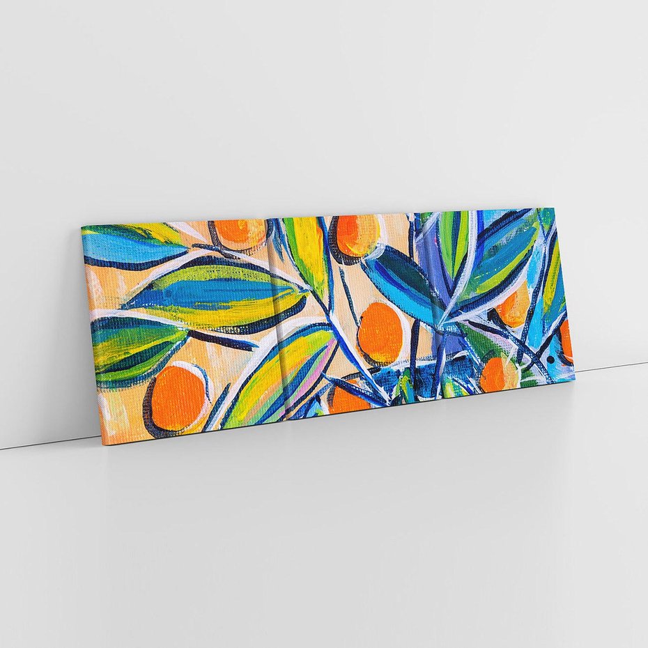 Obraz na płótnie 150x50 - Cytrusowa Abstrakcja - abstrakcja, owoce cytrusowe
