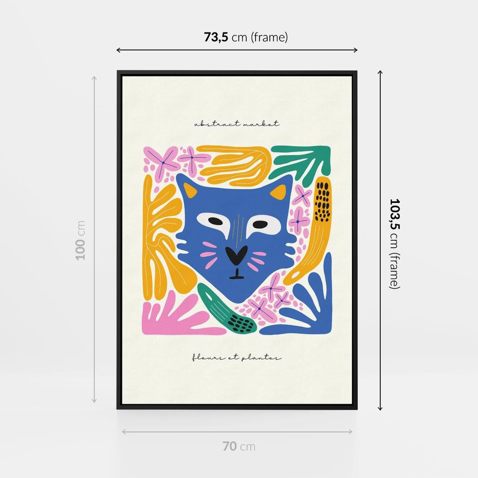 Obraz w ramie 70x100 - Kolorowe Spektrum - abstrakcyjny plakat, niebieski kot - rama czarna