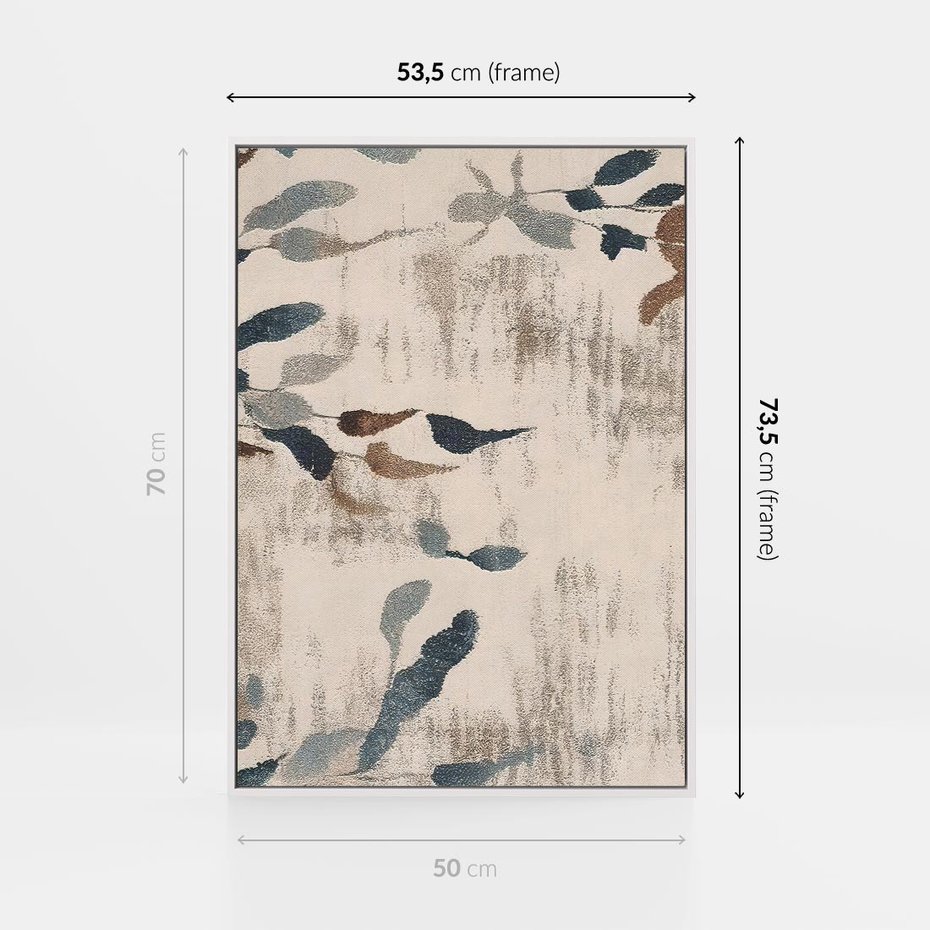 Obraz w ramie 50x70 - Refleksje liściowych barw - abstrakcyjne kształty, przypominają liście - rama biała