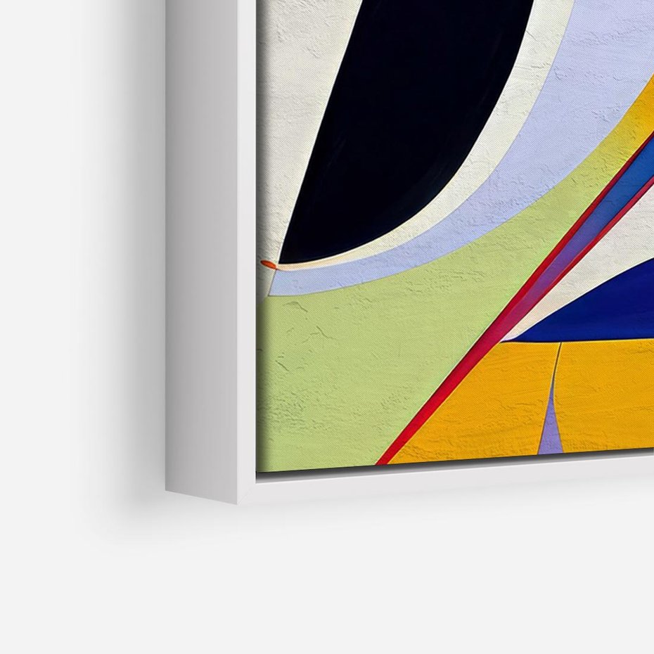 Obraz w ramie 100x70 - Kolorowe Przesunięcia Kształtów - abstrakcyjny obraz olejny, żywe kolory - rama biała