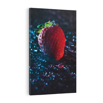 Obraz na płótnie 50x70 - Truskawka Kropelkowy Urok - truskawka, krople