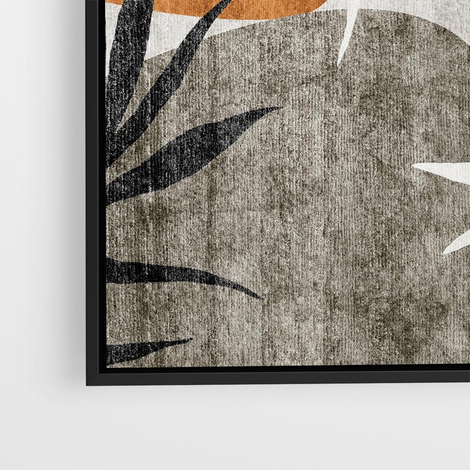 Obraz w ramie 50x50 - Oddechy ciszy i ruchu - rzut liści palmy, monstery - rama czarna