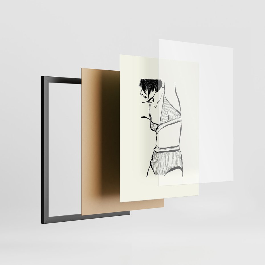 Zestaw obrazy w ramie 50x70 galeria - Kobiece, plakaty, bielizna, garderoba - rama czarna