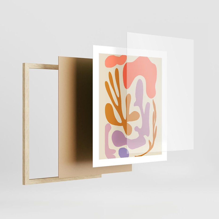 Plakat w ramie 40x50 - Ekspresjonistyczne Impulsy - abstrakcyjny obraz, pastelowe kolory - rama drewno