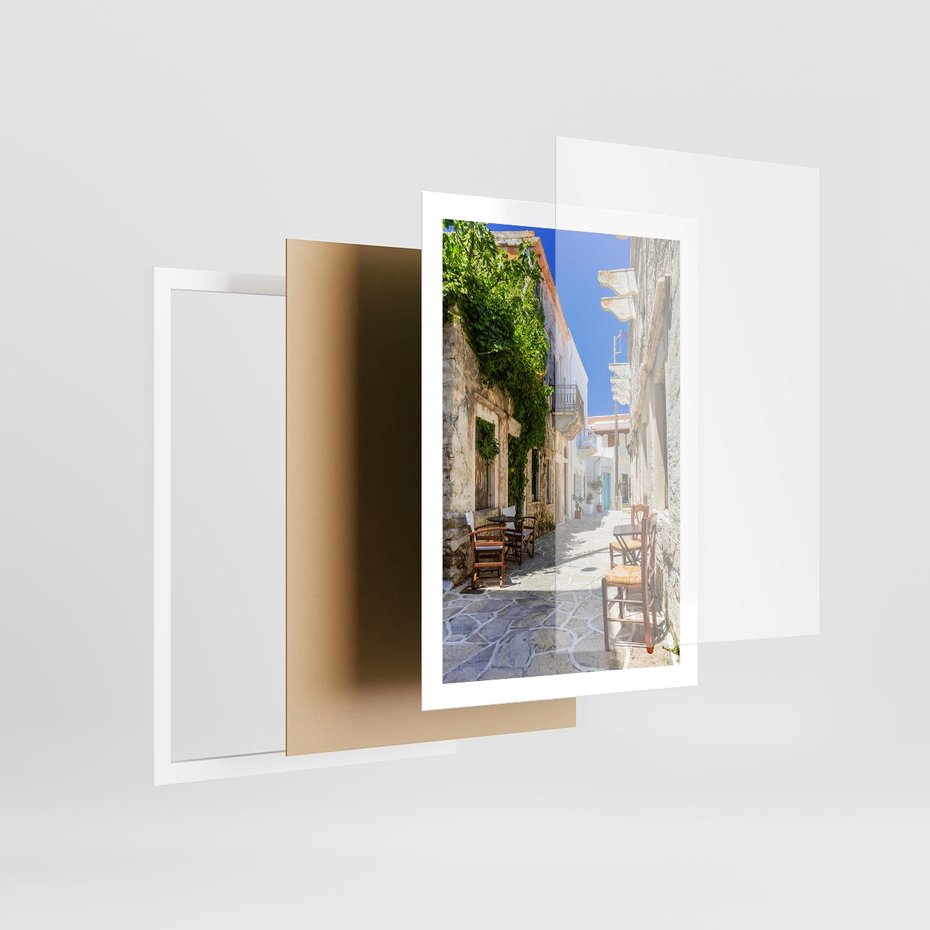 Plakat w ramie 50x70 - Magiczny Spacer - uliczka, perspektywa - rama biała
