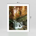 Plakat bez ramy 40x50 - Jesienny wodospad w lesie - wodospad, las