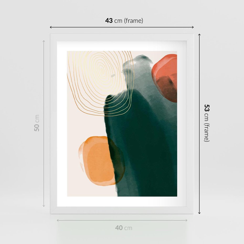 Plakat w ramie 40x50 - Modernistyczne Spektrum - abstrakcyjna granatowa plama, akwarela - rama biała