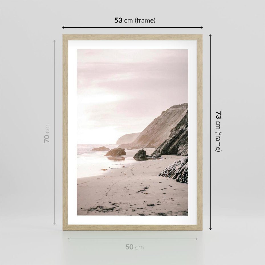 Plakat w ramie 50x70 - Przybrzeżna Piękność - klify, skały nad morzem - rama drewno