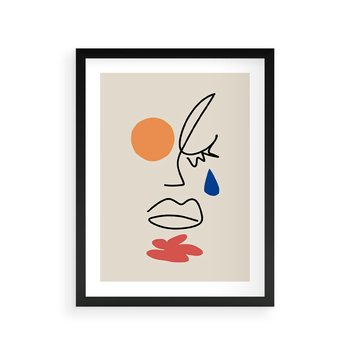 Plakat w ramie 40x50 - Impresje Plam - abstrakcyjny obraz, przypomina twarz - rama czarna