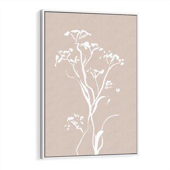 Obraz w ramie 80x120 - Harmonijne Mini Boho - minimalistyczny delikatny obraz, beżowe odcienie - rama biała