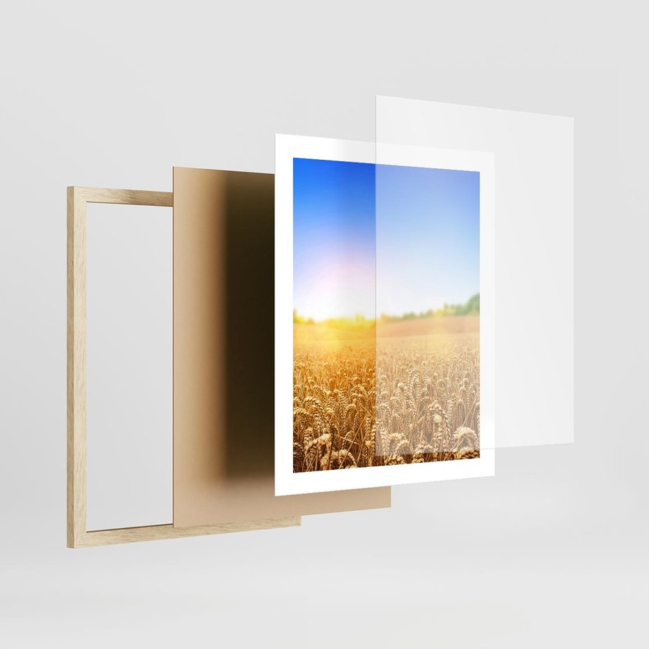 Plakat w ramie 40x50 - Żyzne Pola - pole, pszenicy - rama drewno