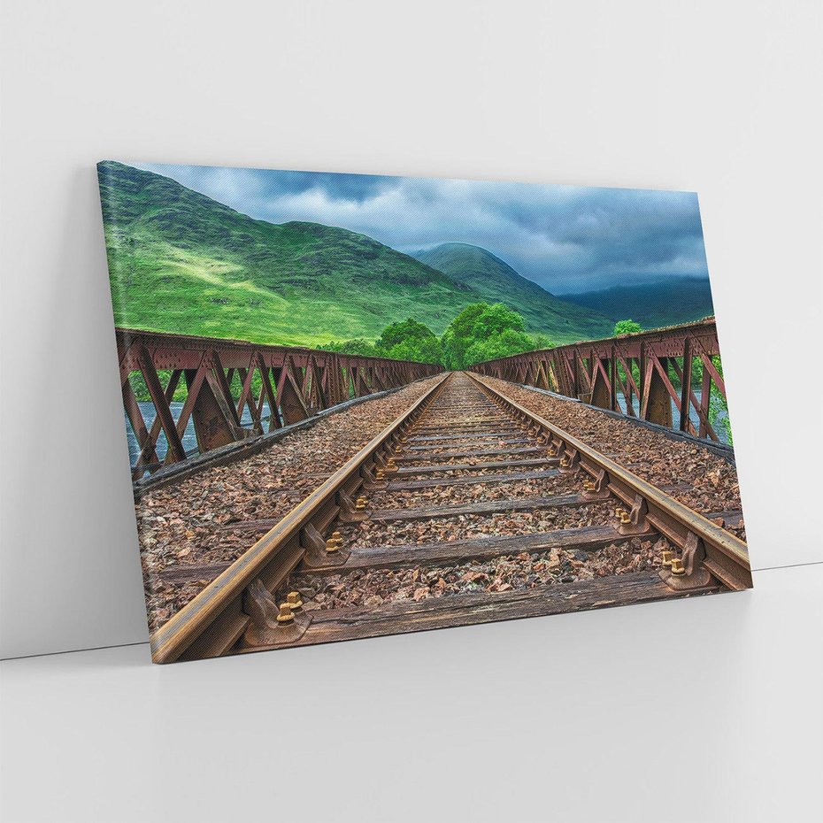 Obraz na płótnie 120x80 - Most Kolejowy - Tropy Podróży w Nocnej Ciszy - most, kolej