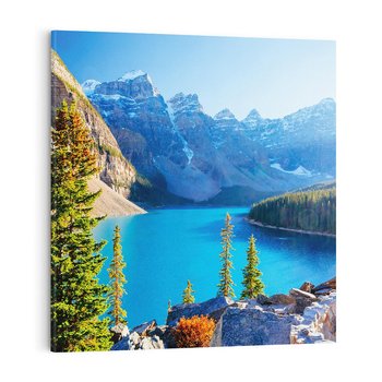 Obraz na płótnie 60x60 - Górskie jezioro: harmonia natury - góry, jezioro