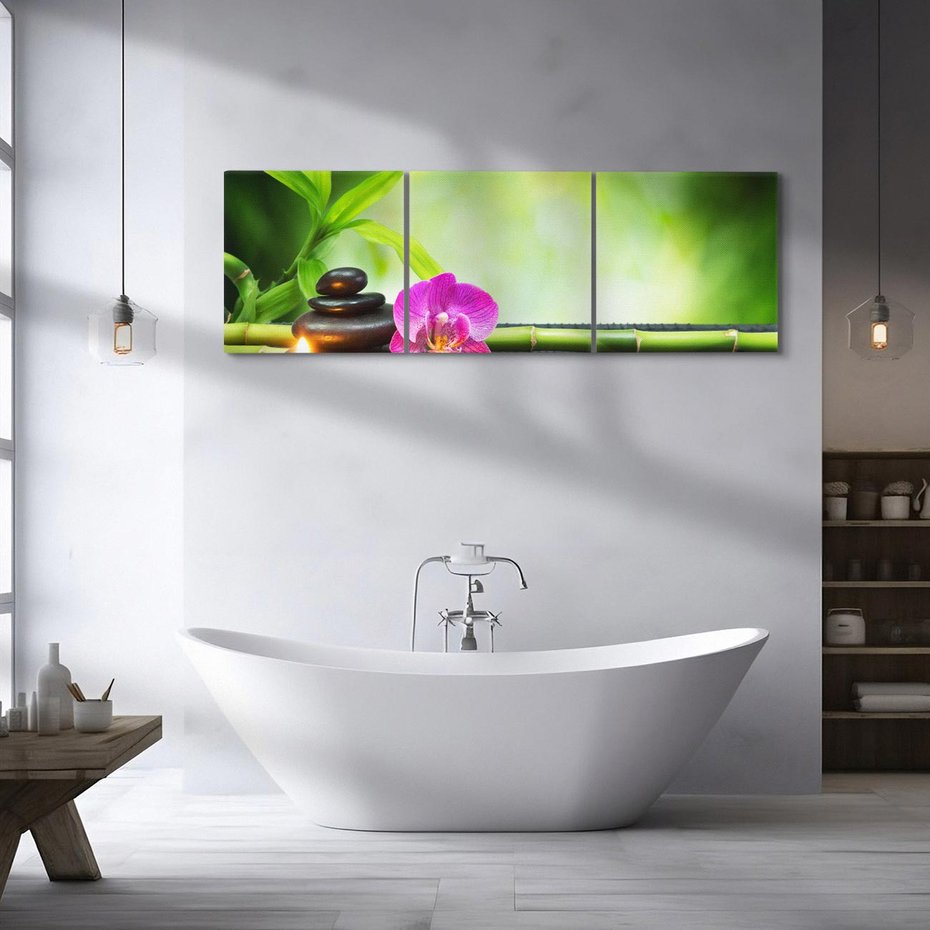 Obraz na płótnie 90x30 - Ukojenie kamieni w SPA - kamienie, SPA