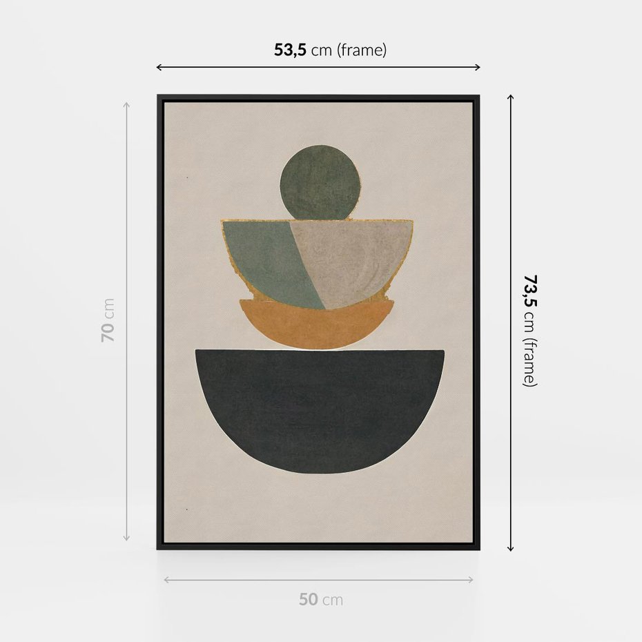 Obraz w ramie 50x70 - Podróżne Refleksyjne Odbicia - abstrakcyjny obraz, kolory ciepłe - rama czarna