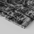 Obraz na płótnie 120x80 - Mroczna Ścieżka Tropików - czarno biała fotografia, ścieżka pośród palm