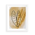 Plakat w ramie 40x50 - Monstera w Złocie - złote liście monstery, grafika - rama biała