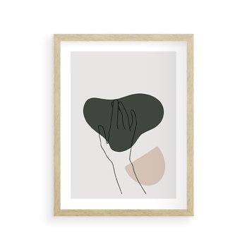 Plakat w ramie 30x40 - Bezczasowe Echo - szkic jedną linią, one line - rama drewno