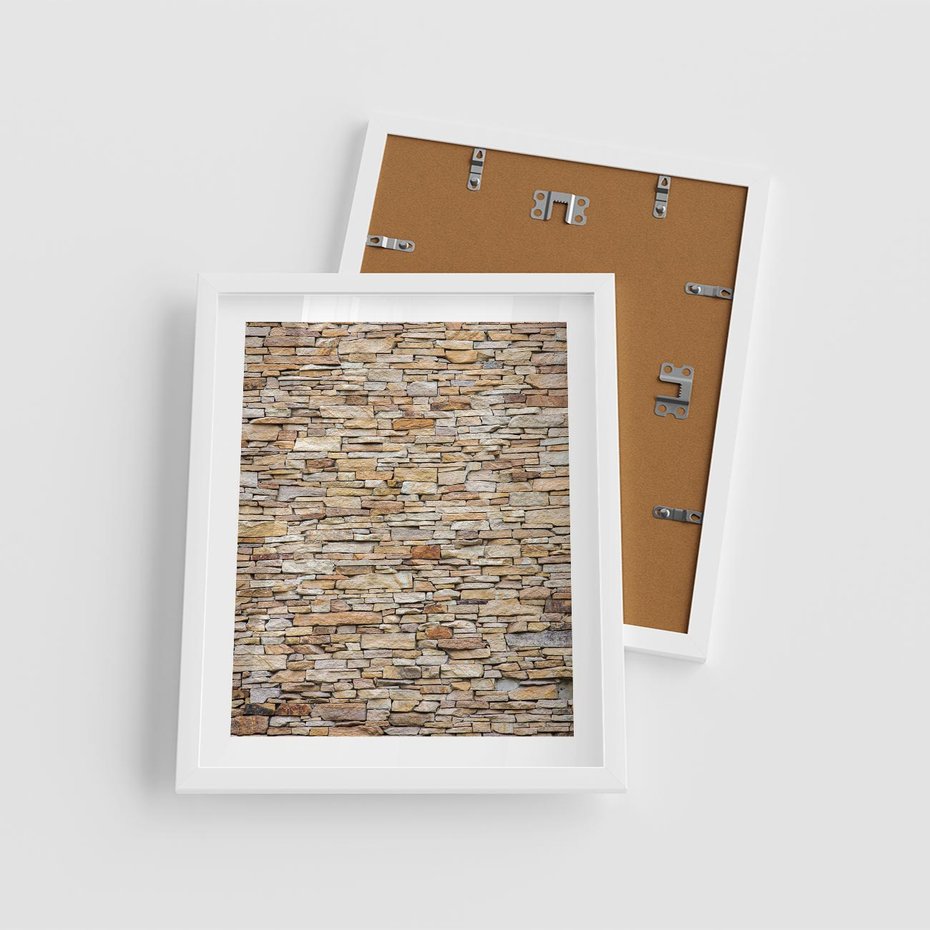 Plakat w ramie 40x50 - Mur z cegieł - surowa elegancja - mur, cegły - rama biała