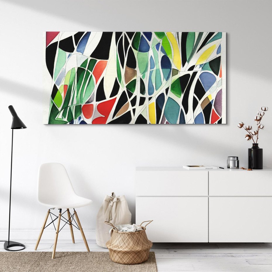 Obraz na płótnie 120x60 - Taniec Plam i Kształtów - abstrakcyjny akwarelowy obraz, plamy