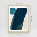 Plakat w ramie 40x50 - Nocne Widzenia - abstrakcyjna granatowa plama, akwarela - rama drewno