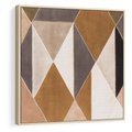 Obraz w ramie 50x50 - Odblaski niespełnionych marzeń - kompozycja z trójkątów, mix kolorów ziemi - rama drewno
