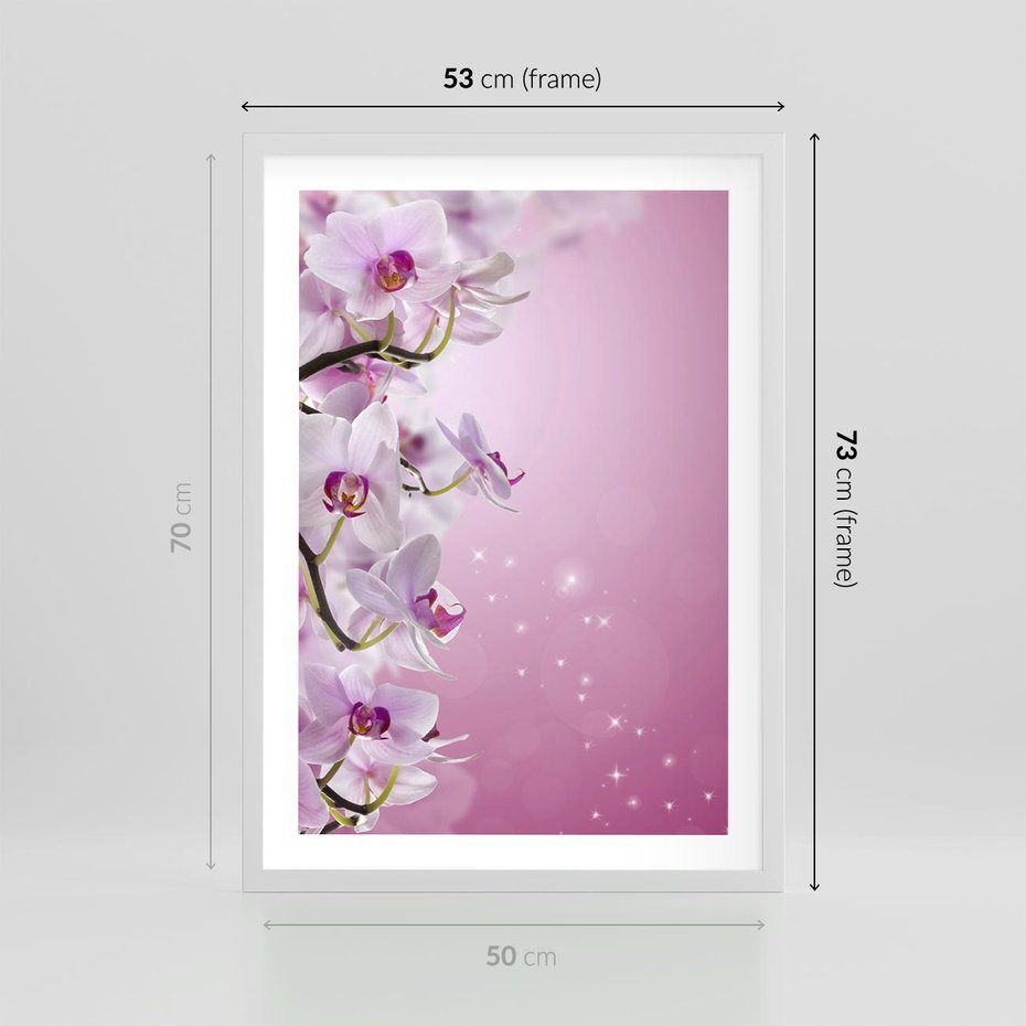 Plakat w ramie 50x70 - Relaksujące Piękno - kwiaty, orchidea - rama biała