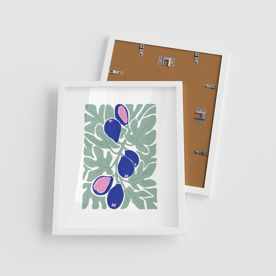 Plakat w ramie 40x50 - Figi Fioletu - figi, sztuka nowoczesna - rama biała