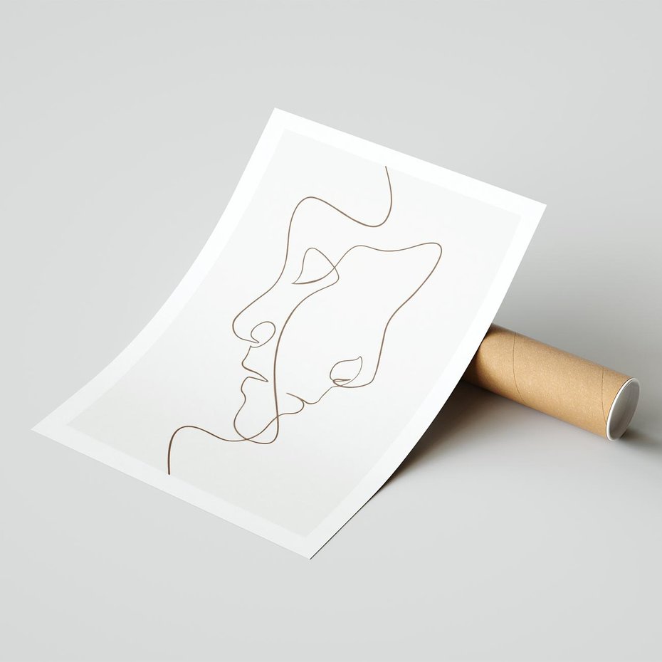 Plakat bez ramy 30x40 - Jedna Linia, Dwie Twarze - minimalistyczny plakat, dwie twarze
