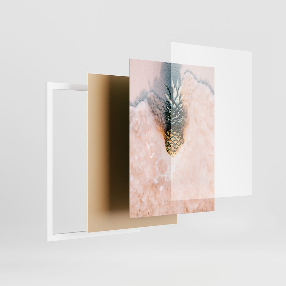 Zestaw obrazy w ramie 50x70 galeria - Plaża, morze, ananas, kokosy, palmy - rama biała