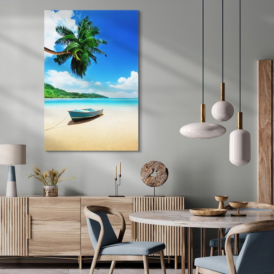 Obraz na płótnie 50x70 - Raj na plaży z palmami - plaża, palma