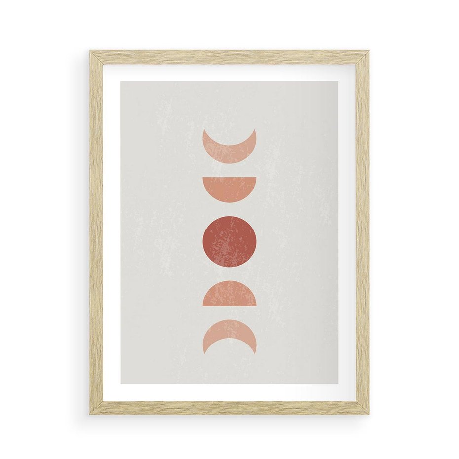 Plakat w ramie 50x70 - Mistyka Boho - boho plakat, beże brązy - rama drewno