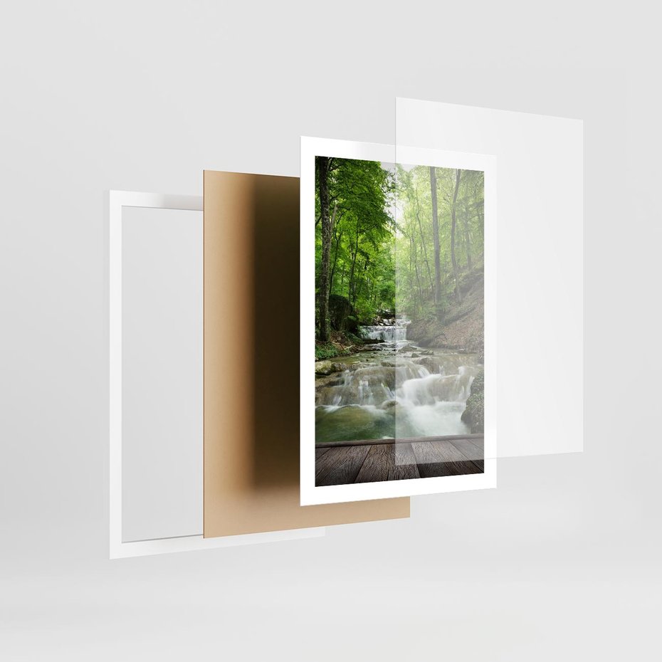Plakat w ramie 50x70 - Plączący się strumień - rzeka, strumień - rama biała