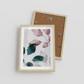 Plakat w ramie 30x40 - Pastelowe Liście w Minimalizmie - pastelowe liście, minimalistyczny obraz - rama drewno
