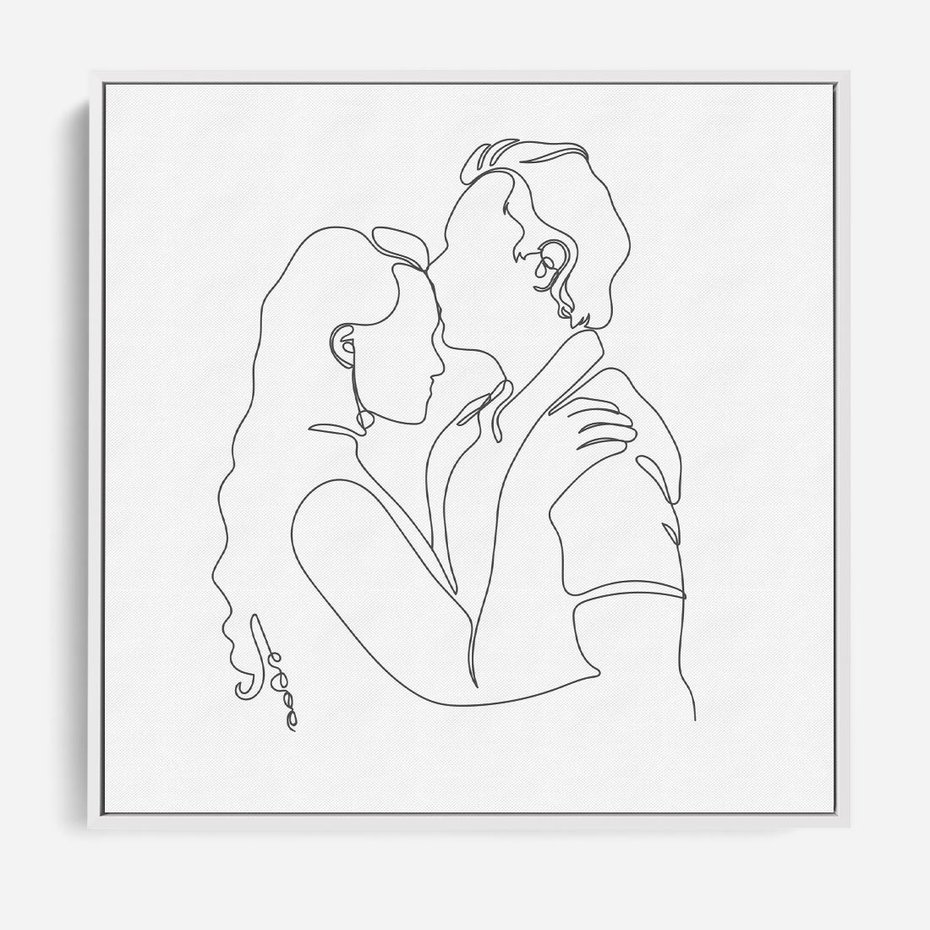 Obraz w ramie 80x80 - Wewnętrzne Emocje - para zakochanych, kobieta i mężczyzna - rama biała